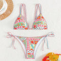 Women's European American style lace-up split swimsuit with backless design for swimming sports