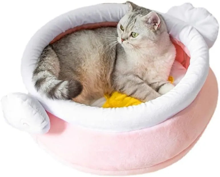 Honey pot shaped cat sofa bed in soft fabric with removable nest pad for small pets