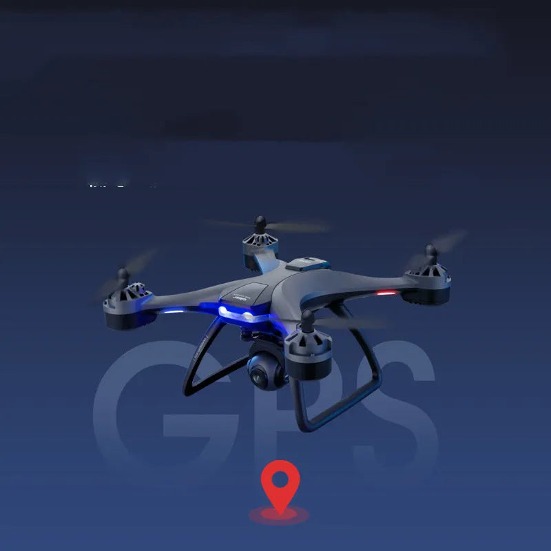 GPS quadrocopter remote control plane with anti-fall design, dual cameras, and plastic construction