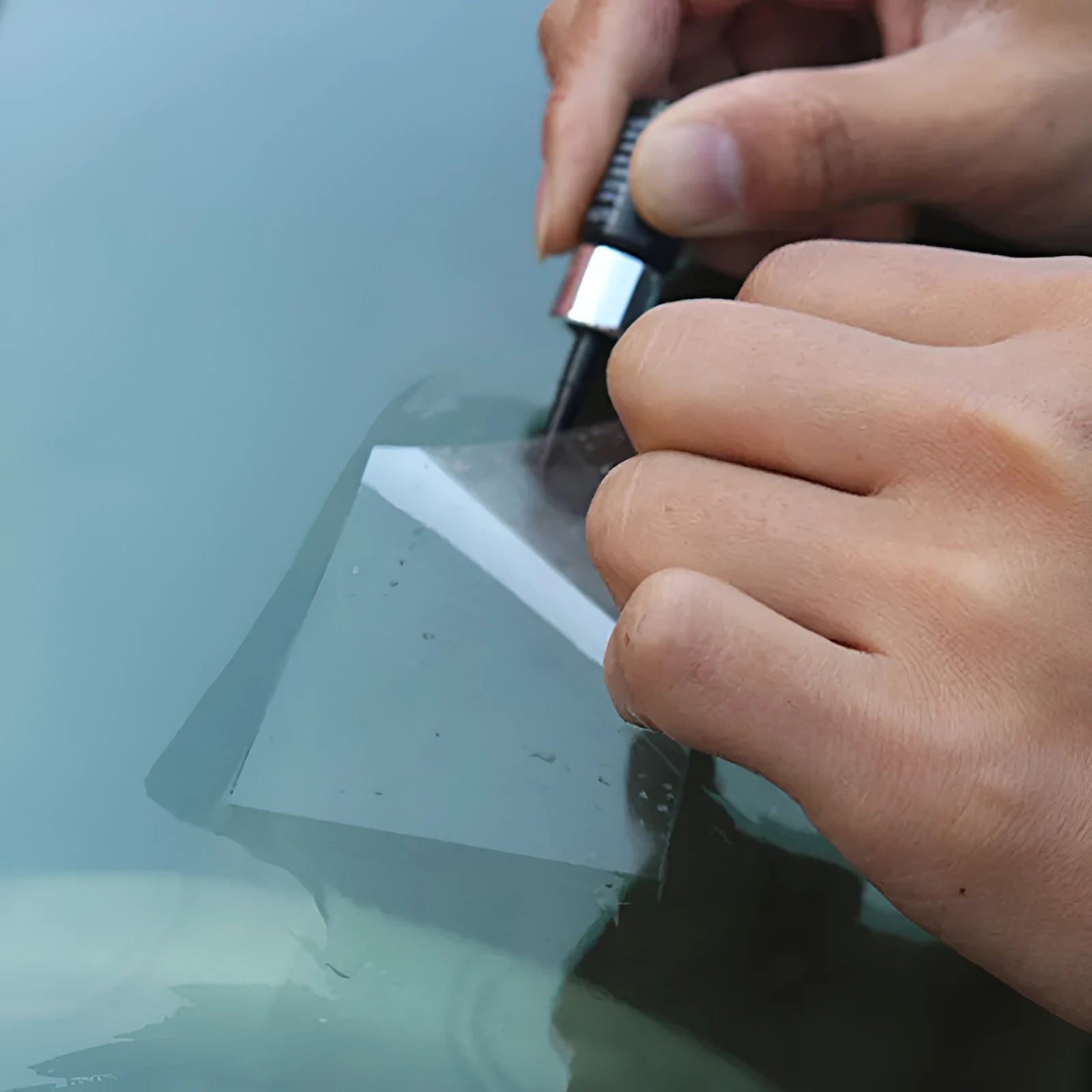 Yellow car windscreen repair kit tool set for DIY windshield chip and crack repair