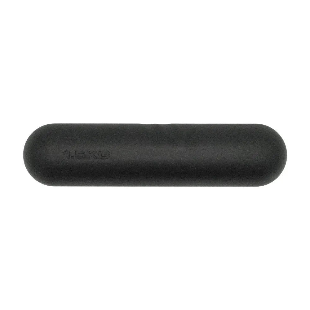 A hand-drawn cast iron dumbbell stick with a silicone non-slip edging, shown in various colours and weights.