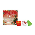 Christmas Bath Bomb Set with gift box, snowflake, and Christmas tree shaped bath bombs on a white background