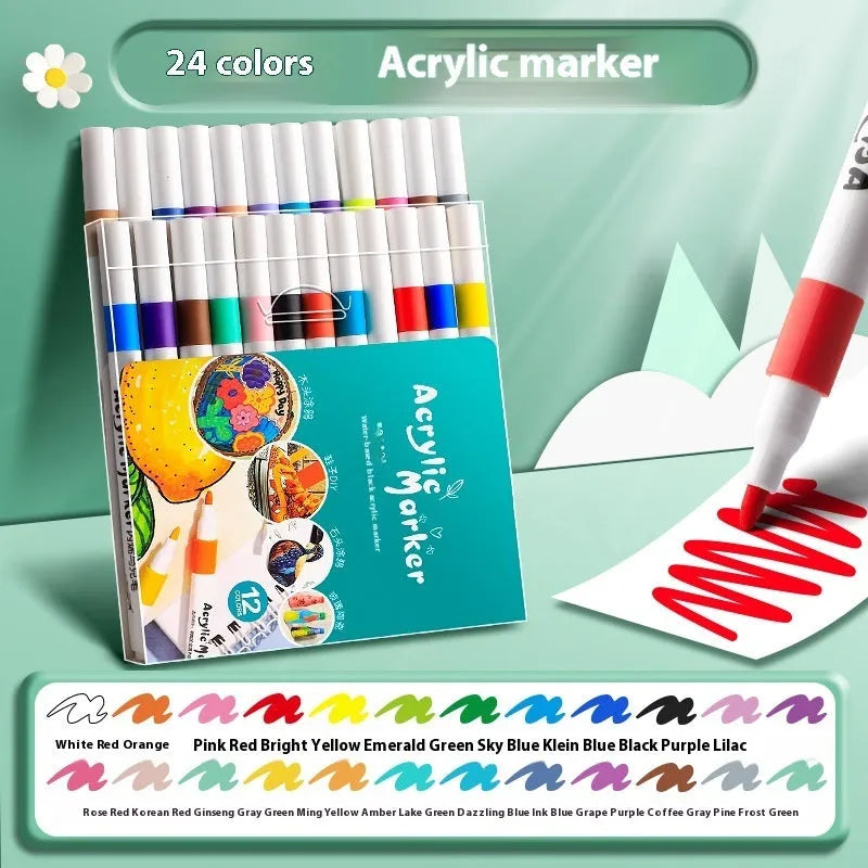 Set of acrylic marker pens in multiple colours for student drawing and painting projects