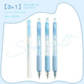 Four double-headed neutral calligraphy pens with 0.5mm sponge press tips in cheese mint and sea salt ice cup colours
