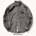 Men's loose fit corduroy cardigan shirt in caramel colour with long sleeves and casual styling