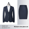 Unisex polyester work suit set with long sleeve jacket and trousers in black, front view