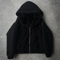 Unisex loose fit casual coat in black or white polyester with cardigan style