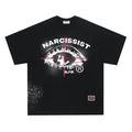 Pure cotton T-shirt with letter pattern print in black or white, shown in teenage sizing.