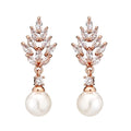 Geometric flower earrings with micro zircon detailing in gold, platinum or rose gold plating