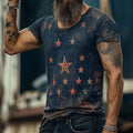 Loose fit short sleeve t-shirt with art retro 3D creative pattern print.