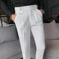 Straight-leg casual trousers in multiple solid colours with polyester construction