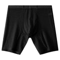 Men's lengthened lace boxer shorts in a transparent solid colour on a mid-waist fit.