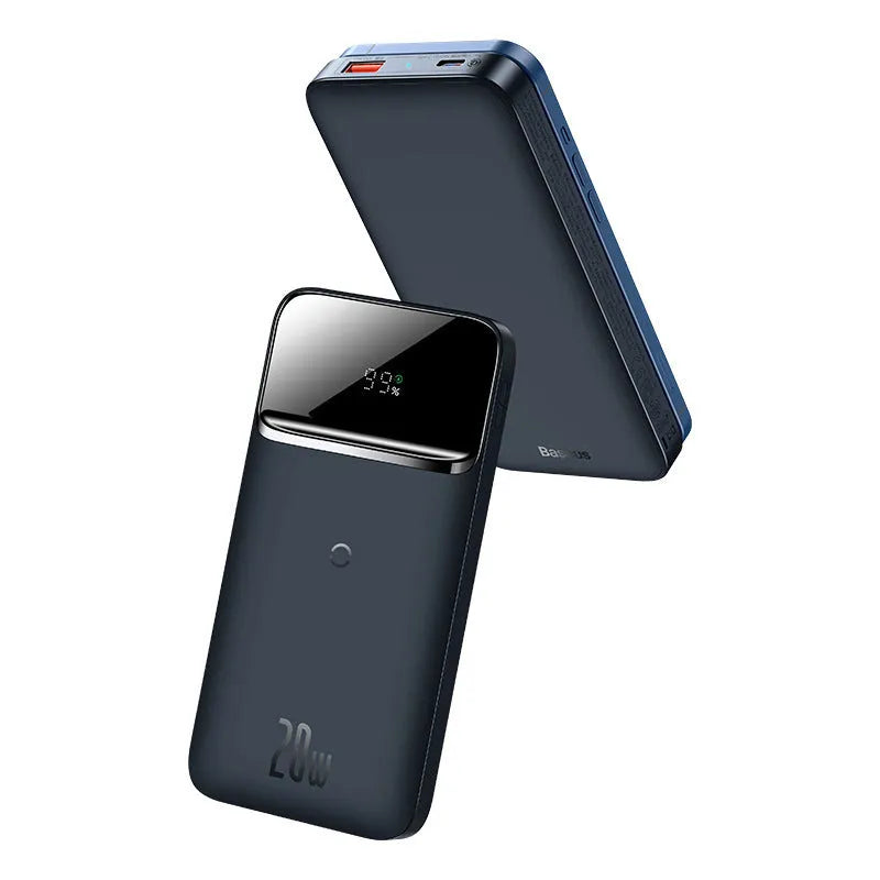 Baseus magnetic wireless power bank 10000mAh with aluminum shell in blue white and purple colors