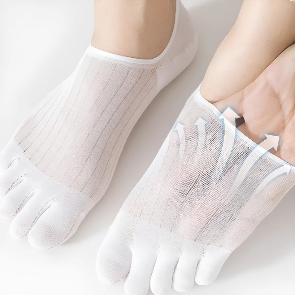 Modal cotton five-finger boat socks in black, dark grey, light grey, khaki and white colours