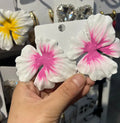 Pastoral style alloy flower stud earrings with oil-spot glaze finish in blue, green, purple, or rose colours