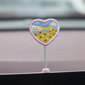 Set of six small PVC cartoon duckling figurines and one rectangular sign for car interior decoration