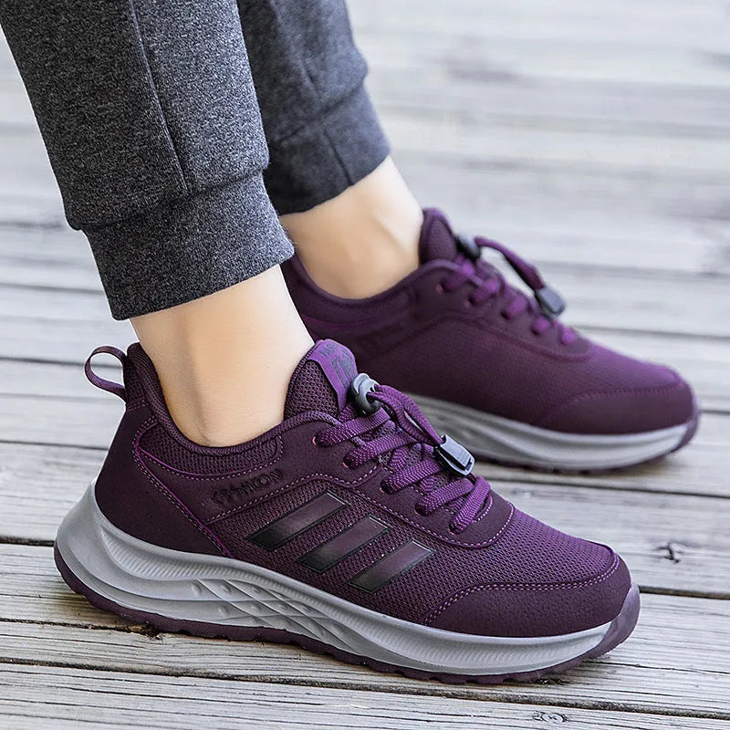 Mesh slip-on casual shoes with elastic band closure in multiple colour options