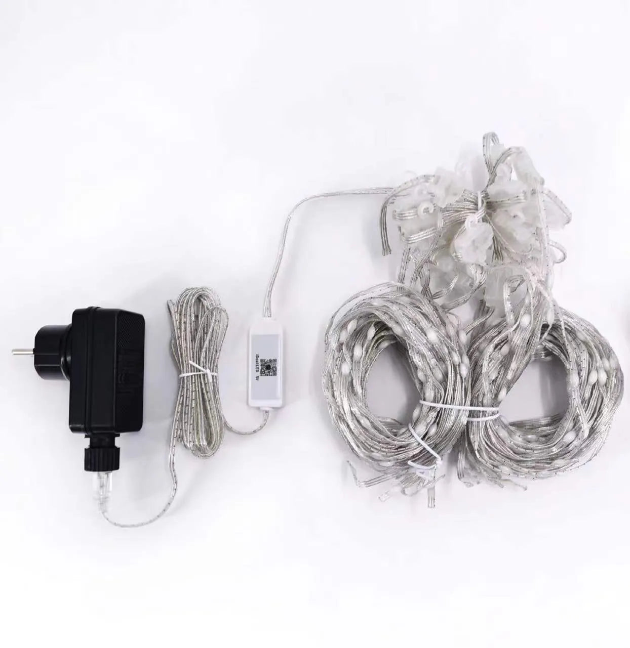 Programmable magic curtain light with 400 LEDs, Bluetooth APP control, and leather wire casing in decorative use