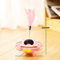 Pink cat tumbler turntable toy with moving stick measuring 17x10cm for interactive feline play