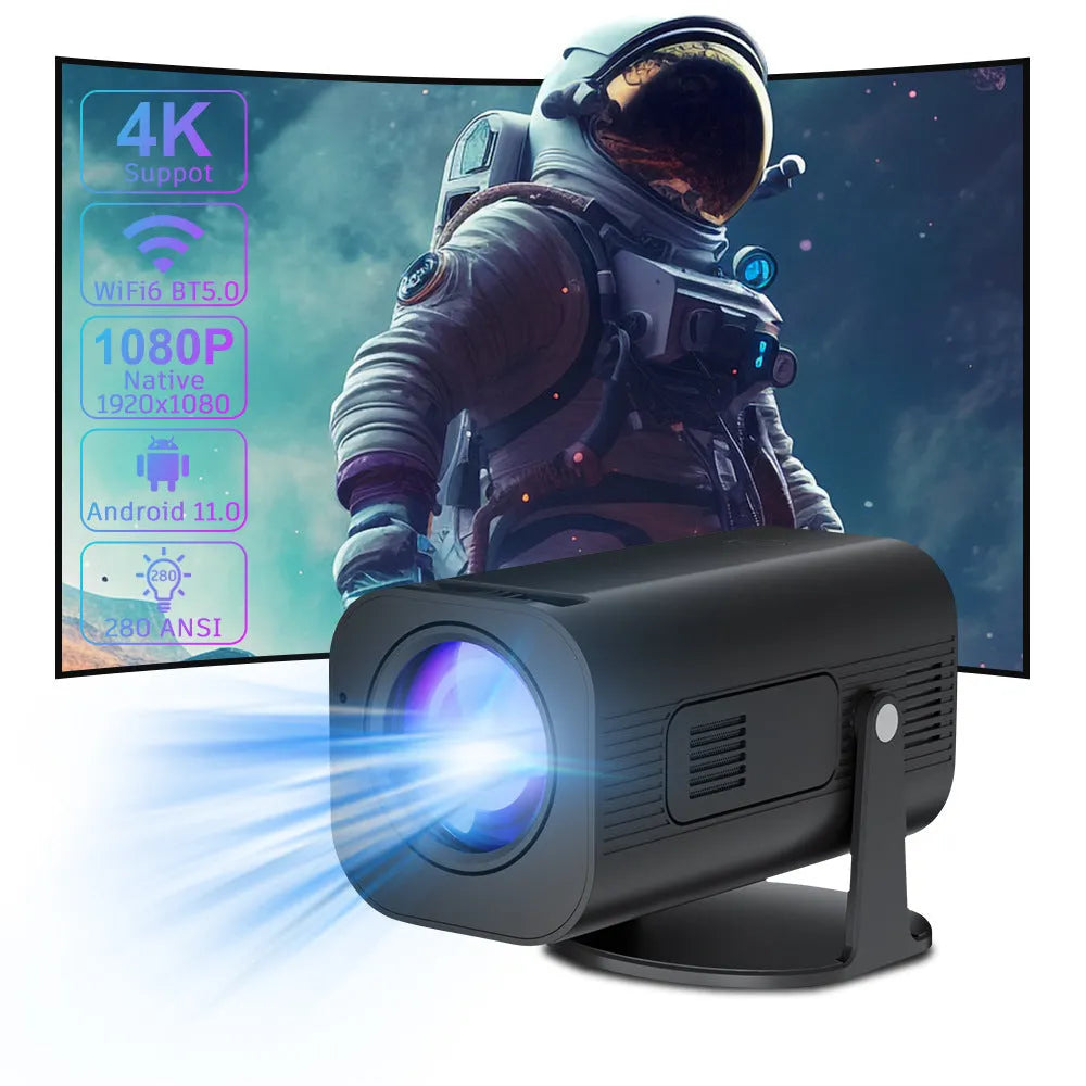 P330 portable mini projector in black or white with remote control and power cord
