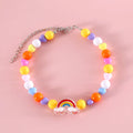 Colourful plastic pearl pet necklace with flower beads for cats and small dogs