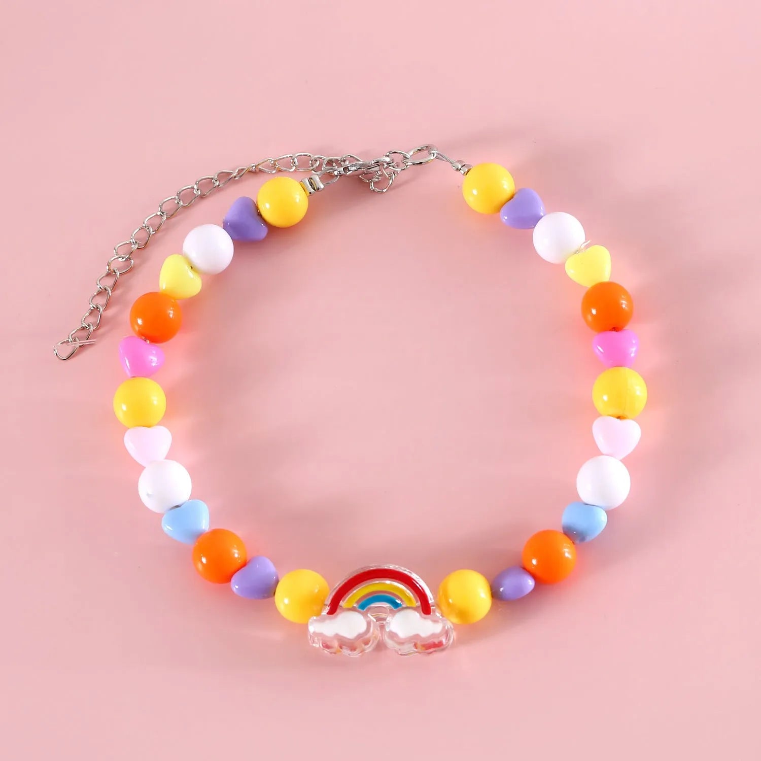 Colourful plastic pearl pet necklace with flower beads for cats and small dogs