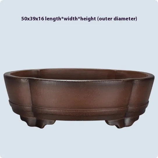 Classical purple clay bonsai pot measuring 50cm wide by 39cm tall