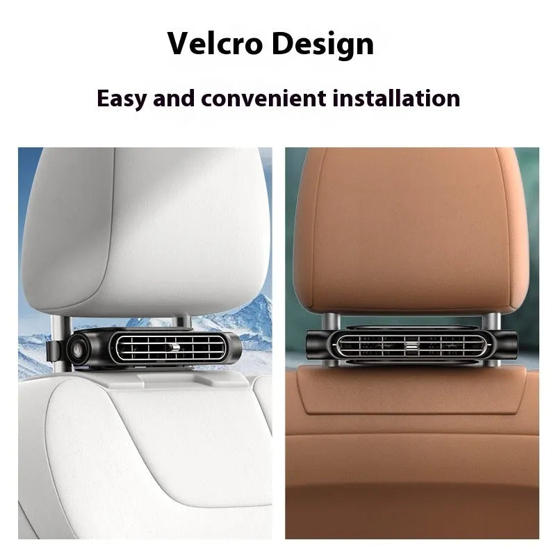 USB car fan with bladeless design and brushless motor in black, white or beige colour options