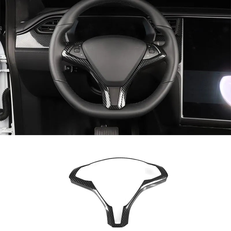 Tesla Model S steering wheel decorative frame in carbon fibre colour ABS plastic trim