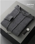 Men's dark grey cashmere hooded knitted sweatshirt with matching long pants winter leisure set