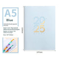 Soft leather A5 daily planner with 150 sheets open on desk showing Dorian paper and binding