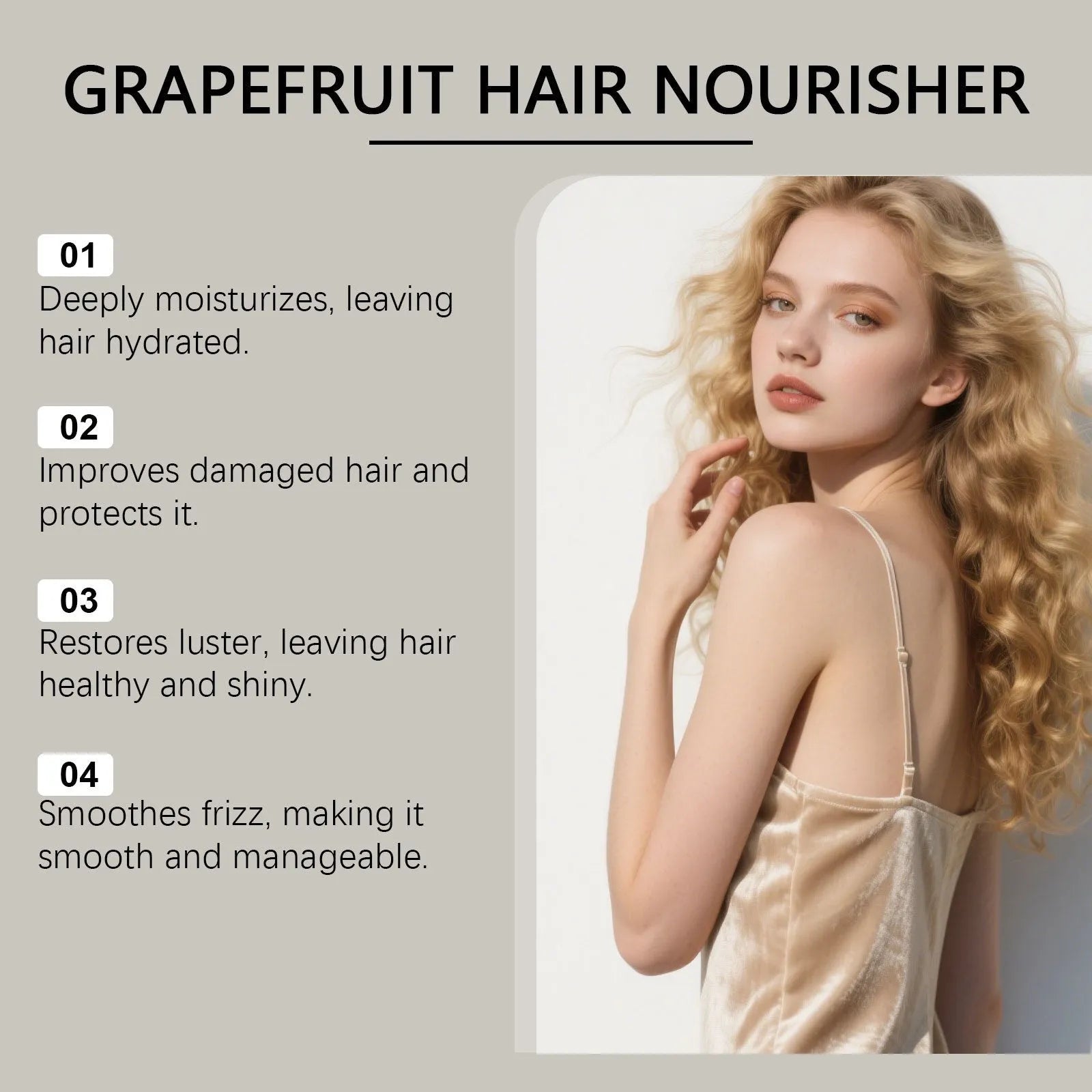 120ml bottle of Grapefruit Hair Conditioner with ingredients including ginger, grapefruit seed, and rosemary oils.