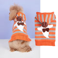 Orange striped hooded pet sweater with fur ball decoration for Halloween costumes