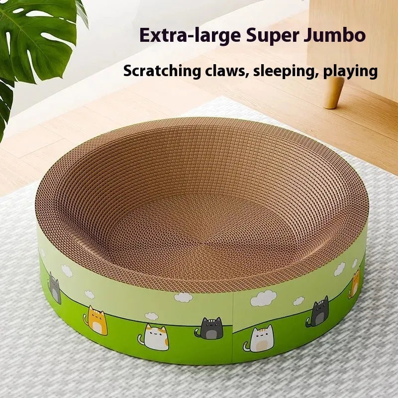 Large corrugated paper cat scratch board with deepening round pit design in 45cm or 50cm size