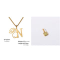 Stainless steel cross chain necklace with electroplated gold finish and alphabet pendant