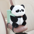 Two-in-one plush car armrest box cover with tissue holder and trash can in model bear on car seat