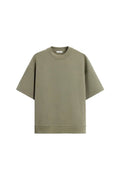 Loose double-sided cloth texture short sleeve top and matching shorts casual set on a hanger.