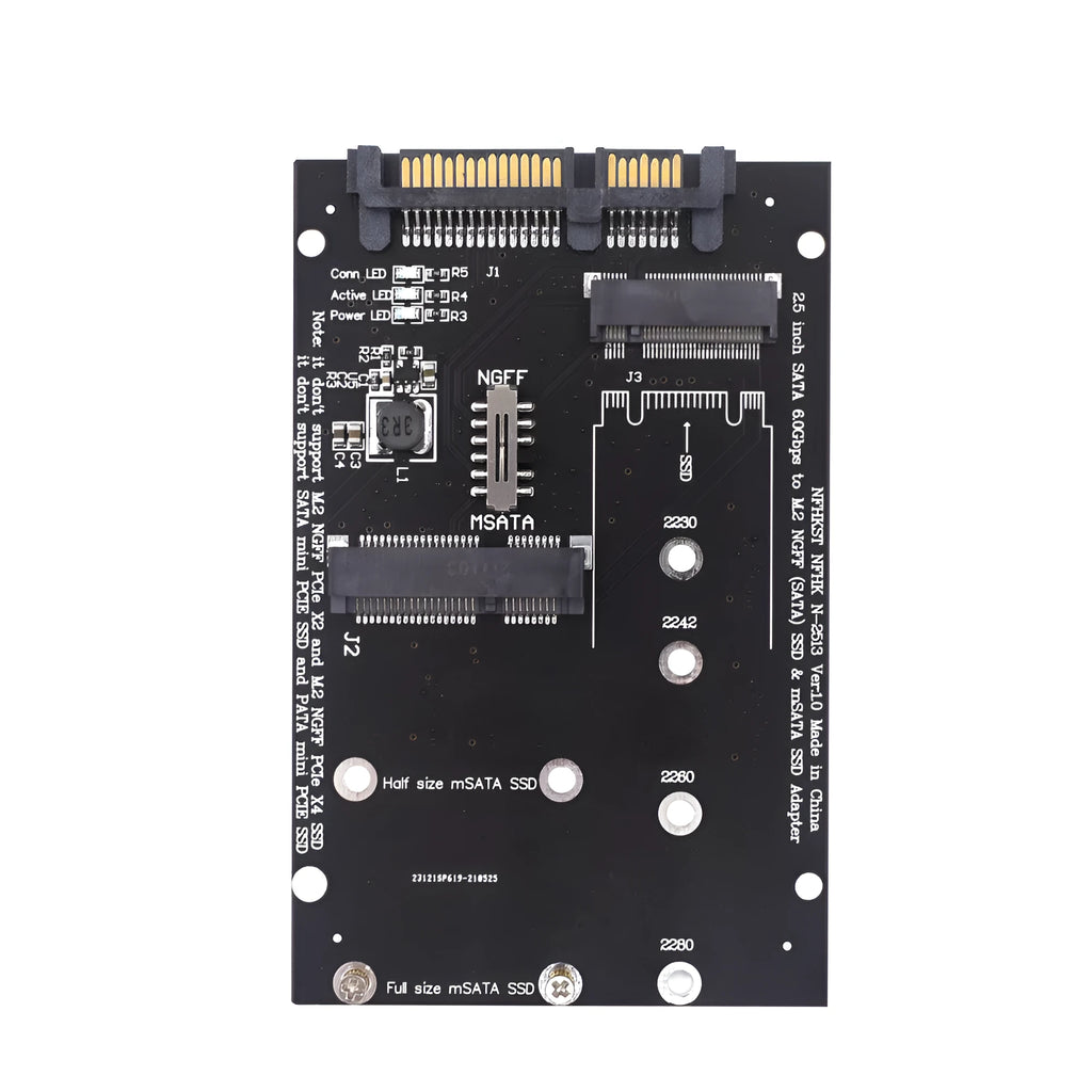 SATA3 to M.2 NGFF MSATA SSD conversion adapter card in black and blue colour options