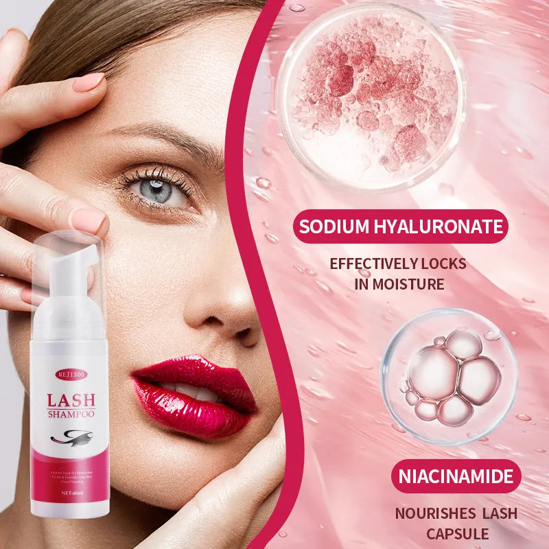 60ml eyelash shampoo mousse cleansing solution in squeezable tube