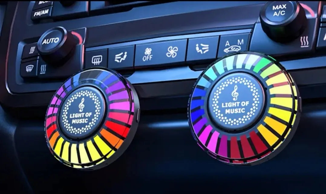 RGB car atmosphere light mounted in car air vent with voice control and aromatherapy functions