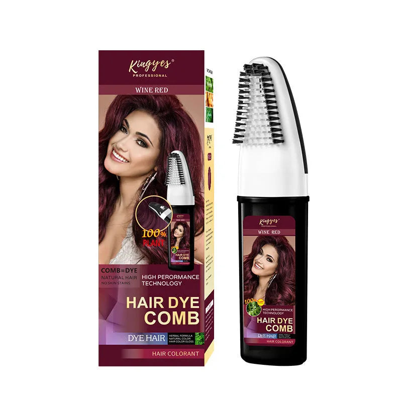 Hair dye bottles in brown, wine red and dark brown colours, 200ml each for home colouring