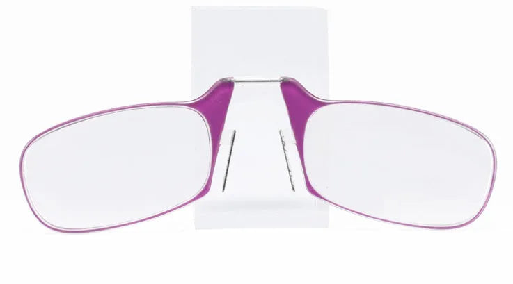 Unisex legless nose clip reading glasses attached to mobile phone, with ultra-thin case, six frame colours available