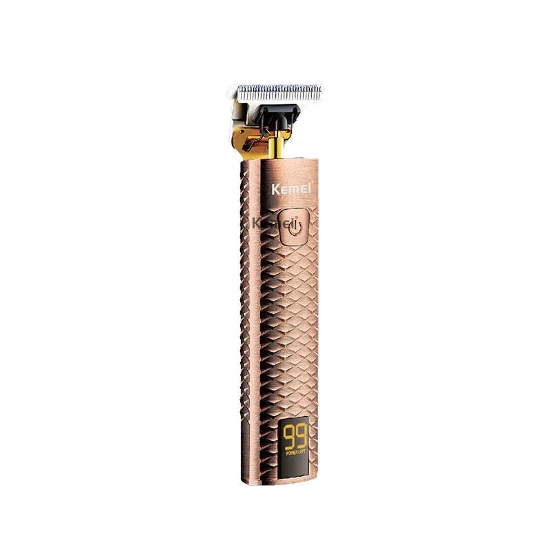 Diamond mesh engraving body LC digital display high power oil head trim hair clipper in bronze finish