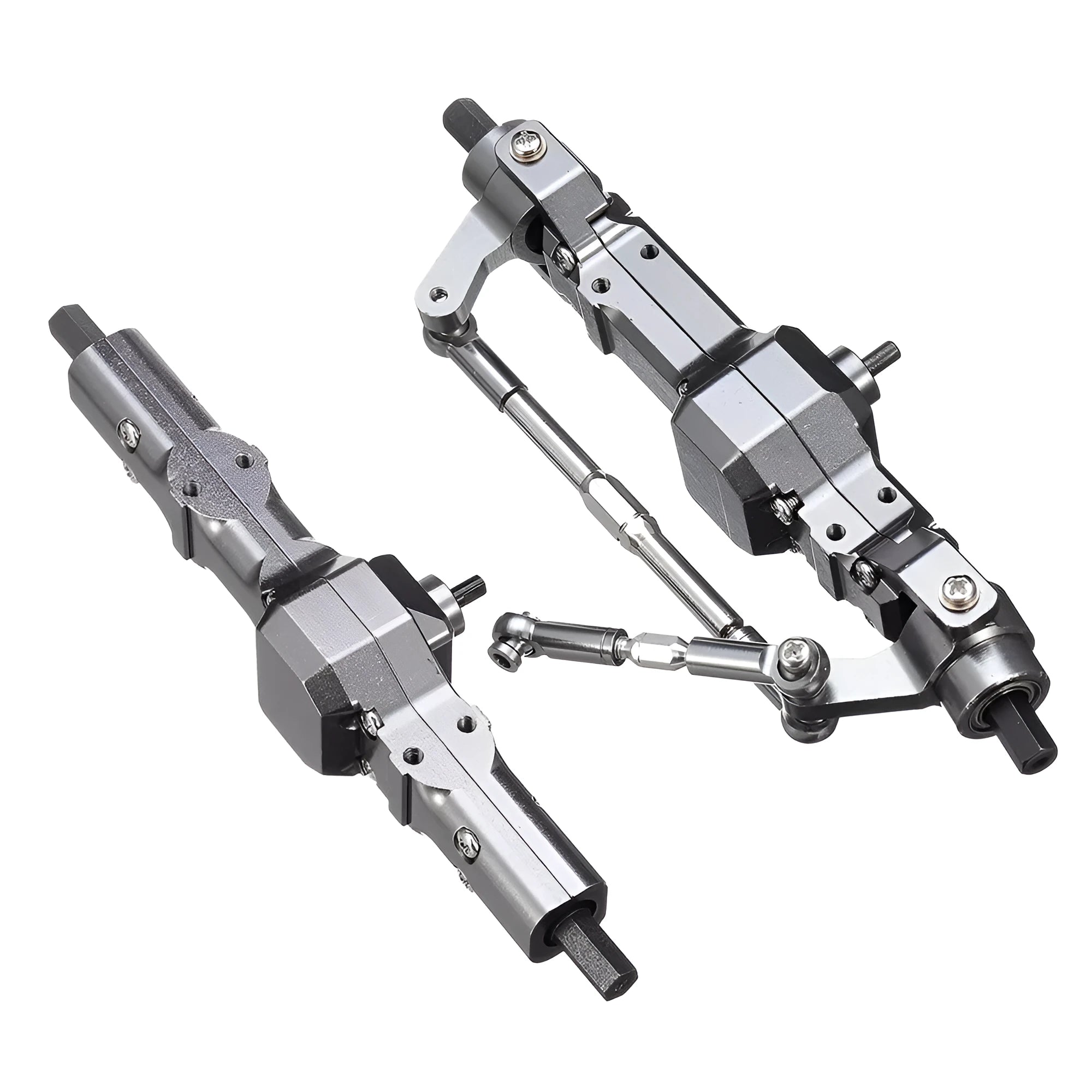Metal front and rear axle gearbox CNC assembly for RC car in titanium colour
