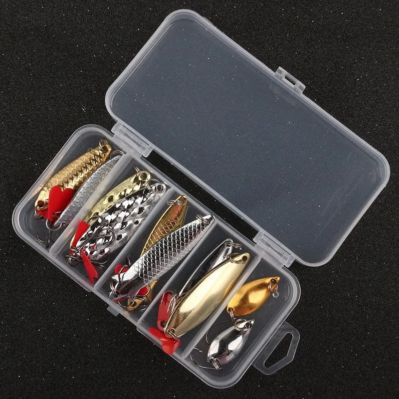 Pineapple design fishing lure with metal sequins on a box iron false bait body