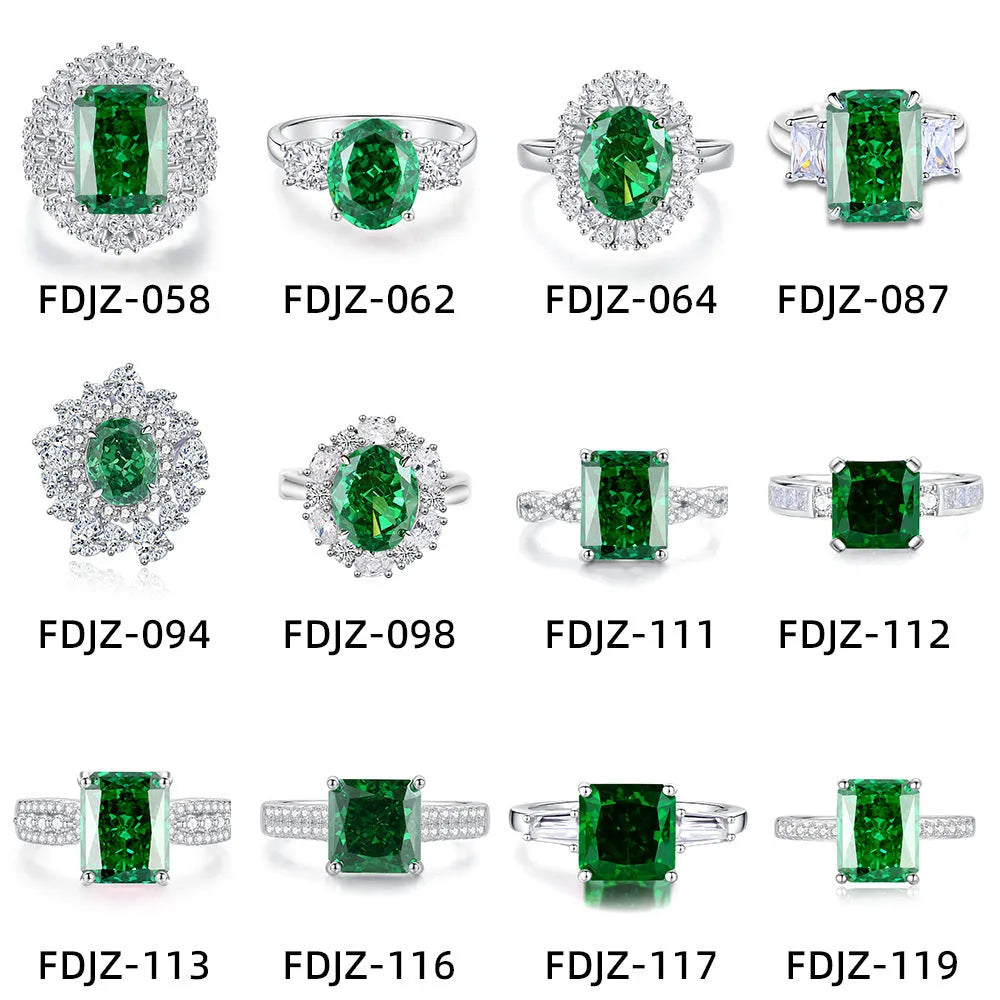Women's S925 silver emerald ring with palaibahao inlaid high carbon diamond design in geometric shape