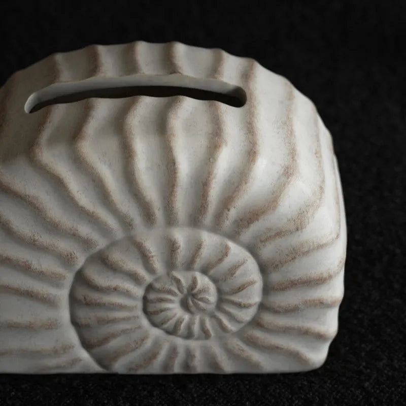Resin tissue box cover with conch shell design in conch ramble colour