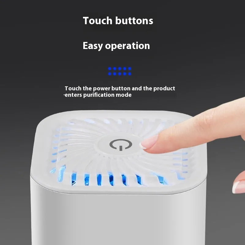Mini white or black USB air purifier for car and home removing smoke and dust