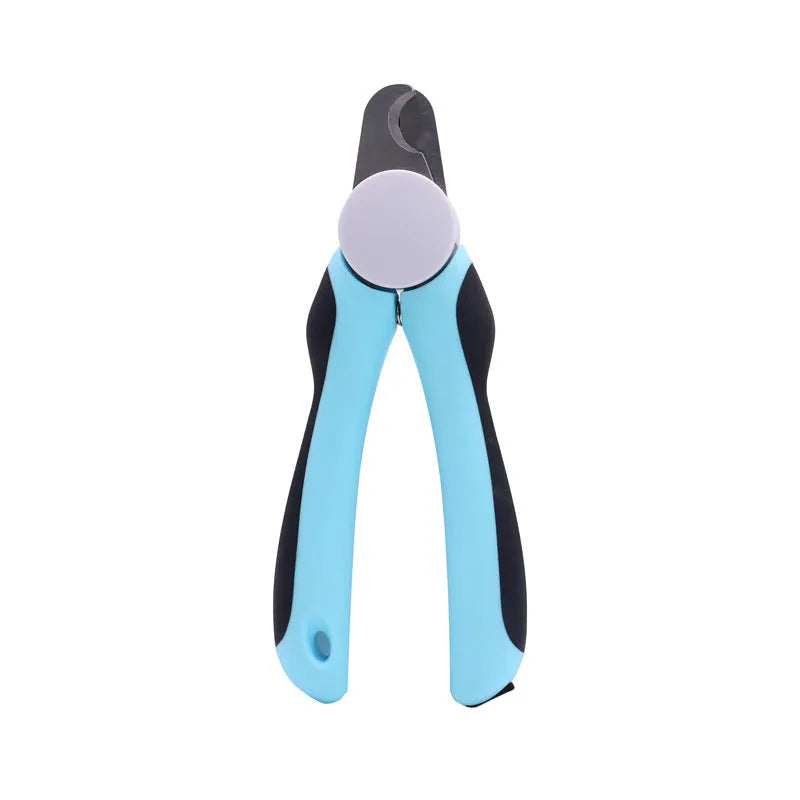 Blue heavy-duty dog nail clippers with a safety guard for large breed dogs.