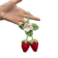 Handmade strawberry-shaped weaving pendant for car decoration, made from cotton and hemp.